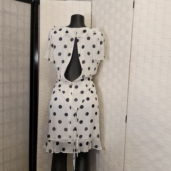 BRAND NEW KARL LAGERFELD PARIS WOMEN'S FAUX WRAP RUFFLE CHIFFON DRESS - Picture 12 of 16